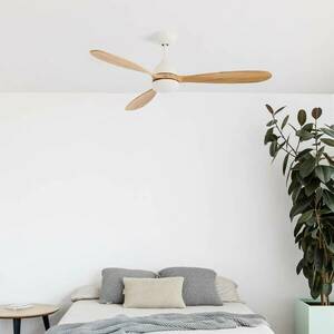 Poros mennyezeti ventilátor, LED lámpa, fehér/v.fa kép
