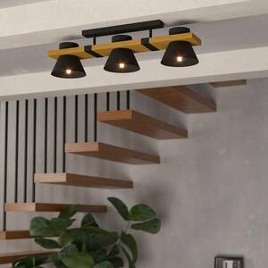 Mennyezeti világítás Maccles fekete, fával 3 izzós kép