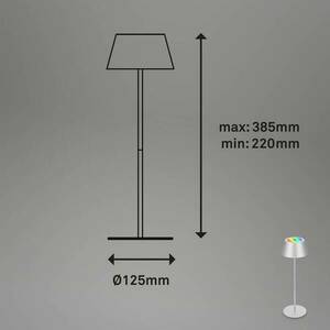 LED asztali lámpa Kiki újratölthető akkumulátorral RGBW, matt krómozott kép