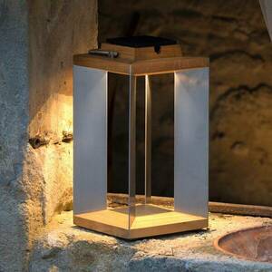Teckinox LED napelemes lámpa, teak/acél, 36.5cm kép