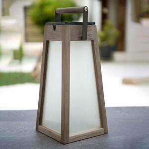 LED szolárlámpa Tecka, Teak Duratec szürke 39cm kép