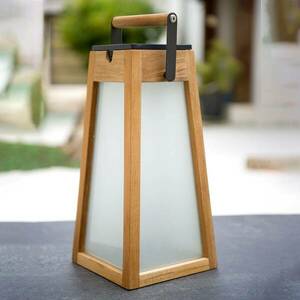Tecka LED szolárlámpa, természetes teakfa, 39 cm kép
