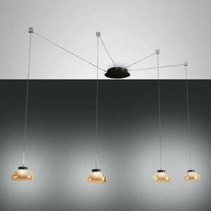 LED függő lámpa Arabella, négy izzós, fekete/bor. kép