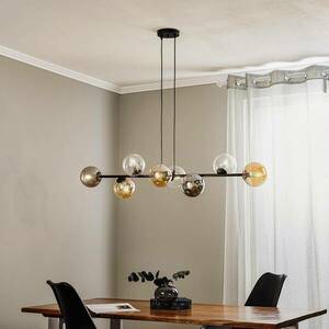 Üveges függőlámpa, 8-light, fekete, grafit/borostyán/kláris kép