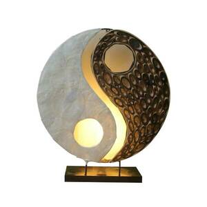 Ying Yang asztali lámpa természetes anyagokból, 30 cm kép