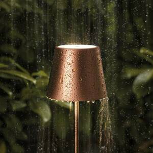 Nuindie LED akkus asztali lámpa, kerek, 38cm bronz kép