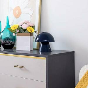 Lindby LED-es újratölthető asztali lámpa Nevijo, kék, USB, érintéses kép