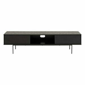 Fekete TV-állvány kőrisfa dekorral 180x44, 5 cm Angus – Actona kép