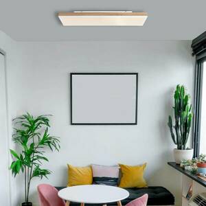 LED mennyezeti lámpa Doro, hossza 80 cm, sötét fa, fa, CCT kép