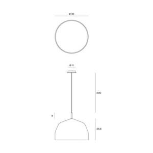 Bögre függőlámpa, krémfehér krómozott részletekkel Ø40cm kép