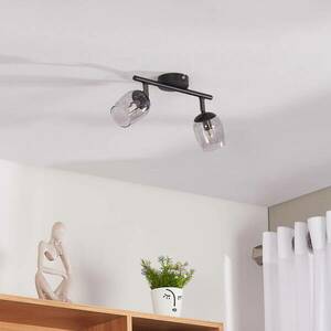 Lindby Spot Katjana, 2-lámpás, 27, 5 cm hosszú, füstölt üveg kép