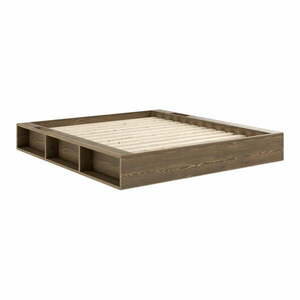 Barna borovi fenyő franciaágy ágyráccsal 180x200 cm Ziggy – Karup Design kép