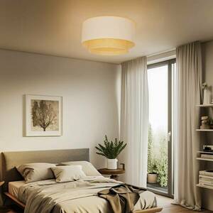 Mennyezeti lámpa Boho, Ø 60 cm, krémfehér/rattan kép