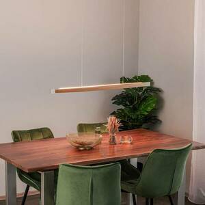 Quitani Kiera LED-es függesztett lámpa, tölgy/nikkel, 98 cm kép