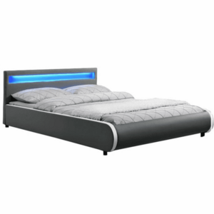 Franciaágy RGB LED világítással, szürke, 160x200, DULCEA kép
