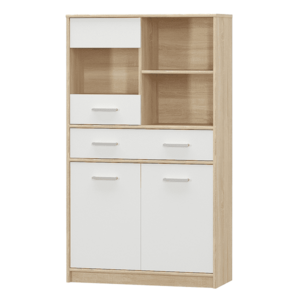 Vitrines szekrény 2D1W1S/80, fehér/tölgy sonoma, TEYO kép