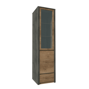 Vitrines szekrény, tölgy lefkas sötét/smooth szürke, MONTANA W1D kép