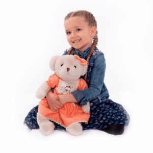 Plüss maci, krémszínű/narancssárga, 45cm, MADEN GIRL TYP1 kép