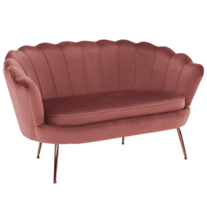 Pad Art-deco stílusban, rózsaszín Velvet anyag/gold chróm-arany, NOBLIN kép