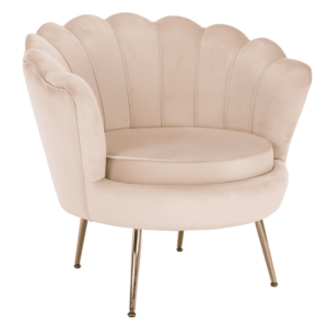 Fotel Art-deco stílusban, bézs Velvet anyag/gold chróm-arany, NOBLIN kép