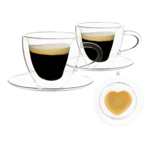 Thermo Heart csésze pohár csészealjakkal, 2db, szív alakú, 150ml, HOTCOOL TYP 5 kép