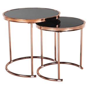 2 darabos dohányzóasztal készlet, rose gold króm rózsaszín/fekete, MORINO kép