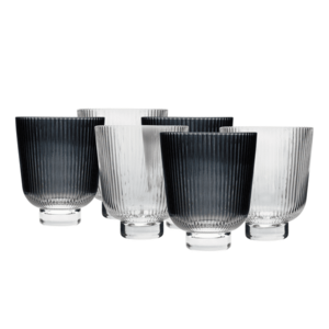 Gyertyatartók retro stílusban, 6 db-os szett, 680 ml, átlátszó/füstös üveg, EFRO kép