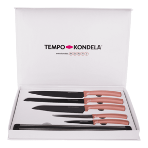 TEMPO-KONDELA, LONAN, késkészlet mágneses tartóval, 6 db, rose gold kép