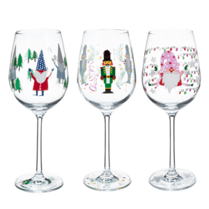 TEMPO-KONDELA TIPSY TRIO, borospoharak, 3 db-os készlet, 450 ml, átlátszó, téli mintával kép