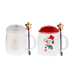 TEMPO-KONDELA HAPPY DUO, poharak fedéllel, 2 db-os szett, kanalakkal, téli minta, 480 ml kép