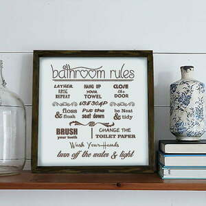 Falitábla 34x34 cm Bathroom Rules – Evila Originals kép