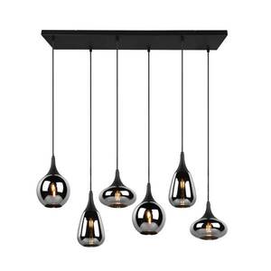 Lumina függőlámpa, 6 lámpás, fekete/króm, üveg kép