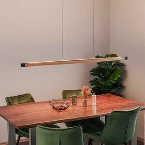 Quitani Kiera LED-es függesztett lámpa, tölgy/fekete, 138 cm kép