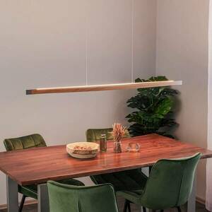 Quitani Kiera LED-es függőlámpa, tölgy/nikkel, 138 cm kép