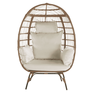 Rattan fotel, természetes/fekete/bézs, KARMEN kép