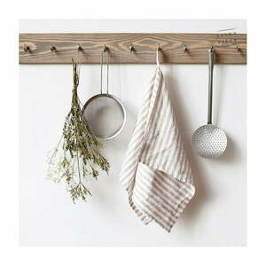 Len konyharuha 45x65 cm Natural White Stripes – Linen Tales kép