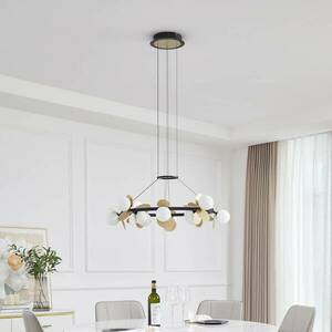 Lucande Pallo LED-es függőlámpa, kerek, 12 fényszórós, fekete/arany kép