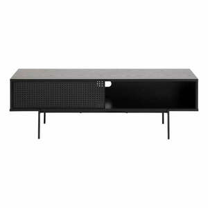 Fekete TV-állvány kőrisfa dekorral 140x45 cm Angus – Actona kép