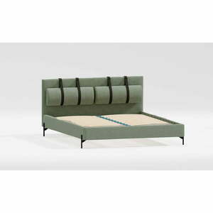 Zöld kárpitozott franciaágy ágyráccsal 200x200 cm Tulsa – Ropez kép