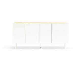 Fehér-natúr színű alacsony komód tölgyfa dekorral 165x78 cm Arista – Teulat kép