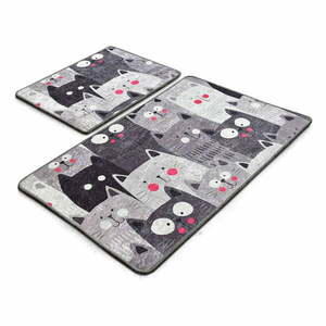 Szürke fürdőszobai kilépő szett 2 db-os 60x100 cm Meow – Foutastic kép