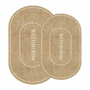 Barna-krémszínű fürdőszobai kilépő szett 2 db-os 60x90 cm Jute Look – Mila Home kép