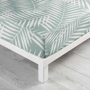 Fehér-zöld gumis pamut lepedő 90x190 cm Botania – douceur d'intérieur kép