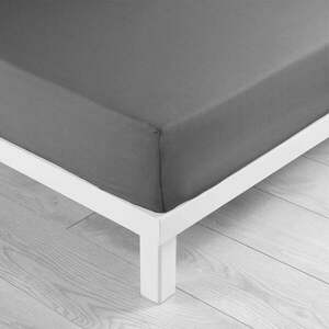 Antracitszürke gumis pamut lepedő 160x200 cm Lina – douceur d'intérieur kép