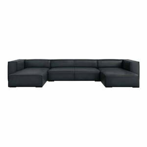 Sötétkék bőr sarokkanapé (U alakú) Madame – Windsor & Co Sofas kép