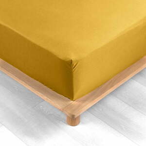 Sárga gumis pamut-perkál lepedő 180x200 cm Percaline – douceur d'intérieur kép