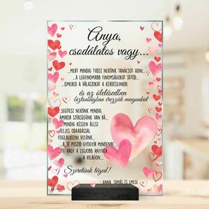 Ajándék édesanyának - személyre szabott üveg plakett egyedi szöveggel és dizájnnal kép