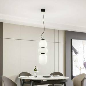 Lucande LED-es függőlámpa Lucya, 3-lámpás, üveg, fehér, 64, 5 cm kép