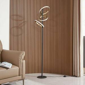 Lucande LED állólámpa Madu, fekete, fém, 160 cm, fényerőszabályzóval, kép