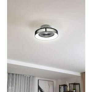Lindby LED mennyezeti ventilátor Mace, fekete, csendes, Ø 47 cm kép
